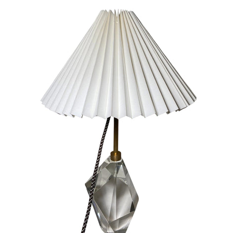 15” Natural White Linen Knife Pleat Lampshade, Bulb Clip Classic Design