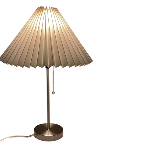 15” Natural White Linen Knife Pleat Lampshade & Chrome Stick Lamp
