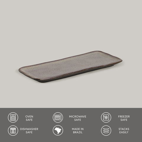 Porto Brasil Minimalist Abstract Hand Finished Glazed Stoneware Serving Platter - Set of 4