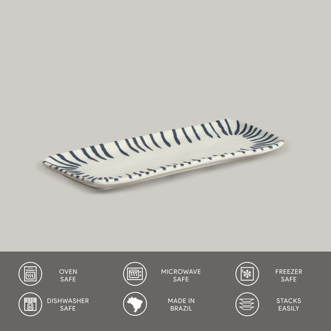 Porto Brasil Modern Hand Finished Stoneware Stripe Serving Platter - Set of 4