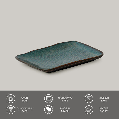 Porto Brasil Organic Abstract Hand Finished Glazed Stoneware Serving Platter - Set of 4