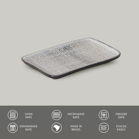 Porto Brasil Modern Abstract Hand Finished Stoneware Serving Platter Set - Set of 4