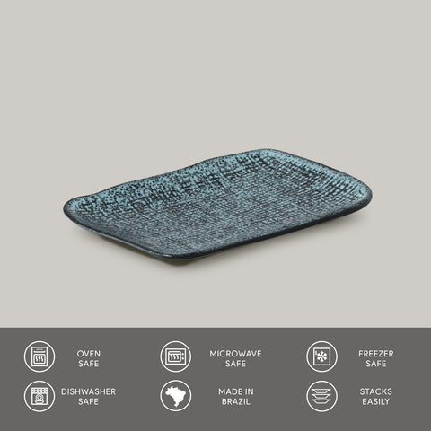 Porto Brasil Modern Abstract Stoneware Serving Platter with Glazed Finish - Set of 4