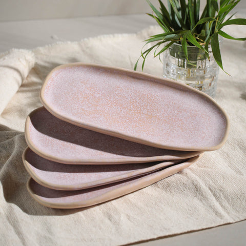 Porto Brasil Organic Abstract Stoneware Hand Finished Glazed Serving Platter - Set of 4