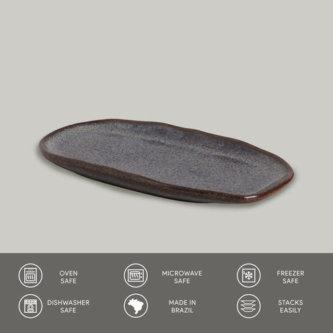 Porto Brasil Organic Abstract Hand Finished Glazed Stoneware Serving Platter - Set of 4