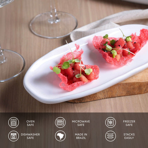 Porto Brasil Minimalist Hand Finished Glazed Stoneware Serving Platter - Set of 4