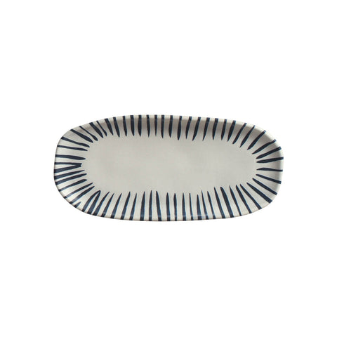 Porto Brasil Modern Stripe Hand Finished Stoneware Serving Platter - Set of 4