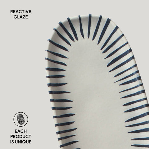 Porto Brasil Modern Stripe Hand Finished Stoneware Serving Platter - Set of 4