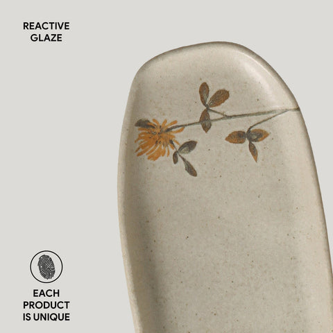 Porto Brasil Organic Minimalist Hand Finished Glazed Stoneware Serving Platter - Set of 4