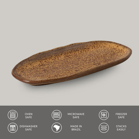 Porto Brasil Porto Brasil Everyday Organic Abstract Stoneware Serving Platter - Set of 4