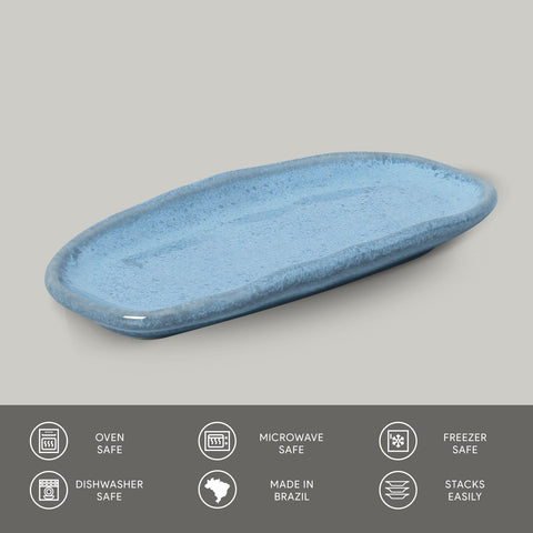 Porto Brasil Modern Abstract Stoneware Serving Platter with Hand Finished Glaze - Set of 4