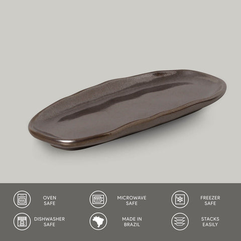 Porto Brasil Organic Abstract Stoneware Glazed Serving Platter - Set of 4