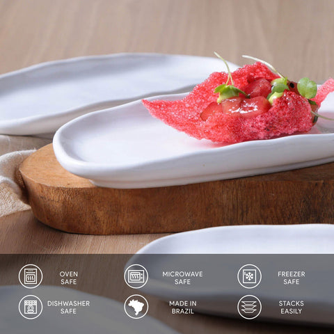 Porto Brasil Minimalist Hand Finished Glazed Stoneware Serving Platter - Set of 4