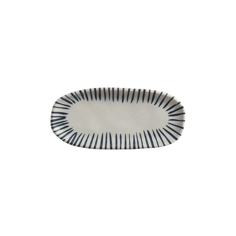 Porto Brasil Modern Stripe Hand Finished Glazed Stoneware Serving Platter - Set of 4