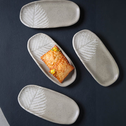 Porto Brasil Organic Hand Finished Graphic Print Stoneware Serving Platter - Set of 4