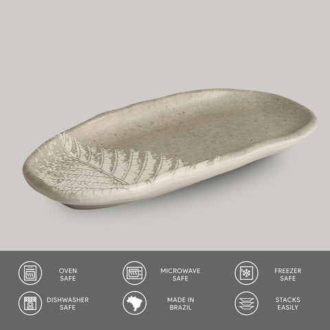 Porto Brasil Organic Hand Finished Graphic Print Stoneware Serving Platter - Set of 4