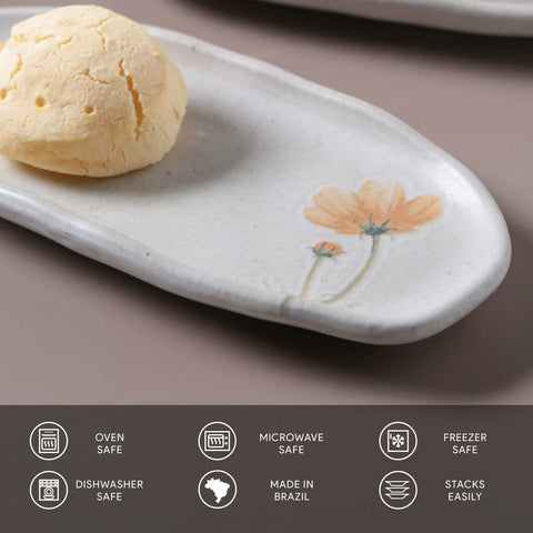 Porto Brasil Scandinavian Organic Hand Finished Flower Graphic Serving Platter - Set of 4