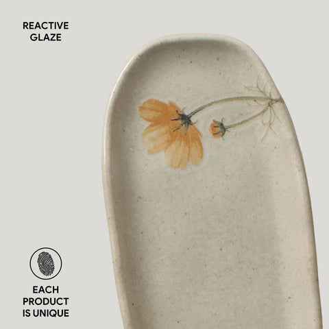 Porto Brasil Scandinavian Organic Hand Finished Flower Graphic Serving Platter - Set of 4