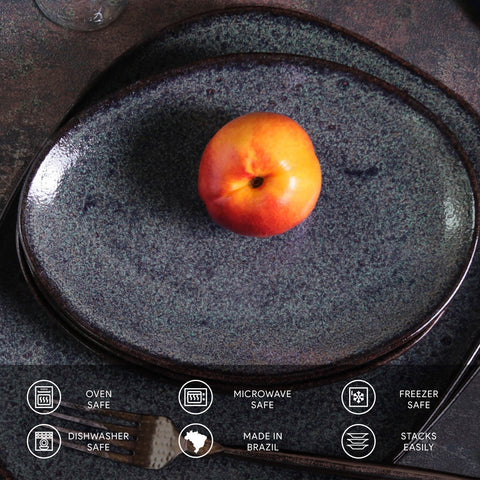 Porto Brasil Everyday Organic Abstract Glazed Stoneware Dessert Plate Set - Set of 6