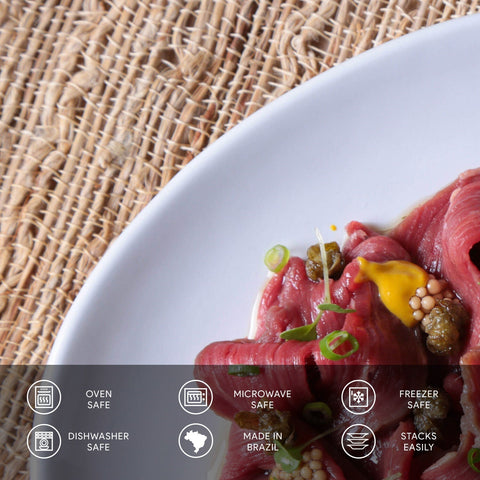 Porto Brasil Everyday Minimalist Glazed Stoneware Dessert Plate Set - Set of 6