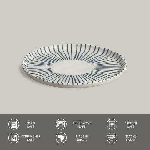 Porto Brasil Decorated Scandinavian Geometric Glazed Plate Set - Set of 6