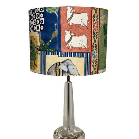 16” Hardback Drum Shade - Indian Summer in Dark Blue by Jane Churchill