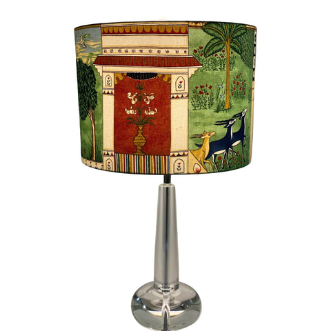 16” Hardback Drum Shade - Indian Summer in Dark Blue by Jane Churchill