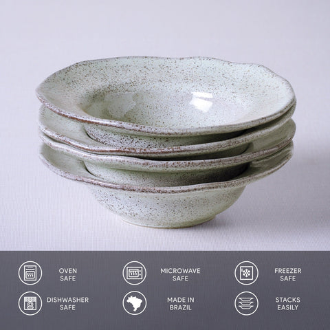 Porto Brasil Everyday Organic Abstract Stoneware Dessert Plate Set - Set of 4