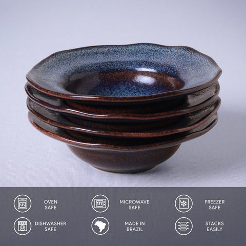 Everyday Organic Abstract Glazed Stoneware Dessert Plate Set
