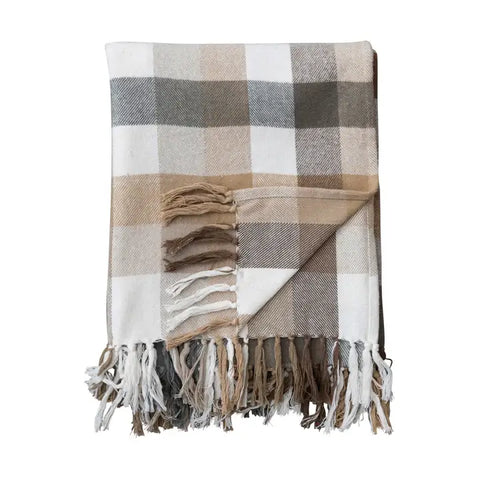 The Lifestyle Lab Traditional Plaid Rectangle Throw with Fringe - 50 x 60