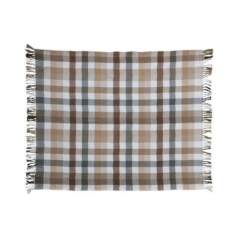 The Lifestyle Lab Traditional Plaid Rectangle Throw with Fringe - 50 x 60