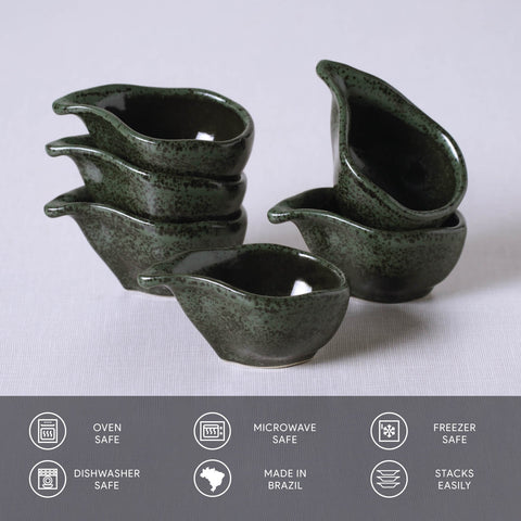 Porto Brasil Everyday Handmade Abstract Organic Glazed Bowl Set - Set of 6