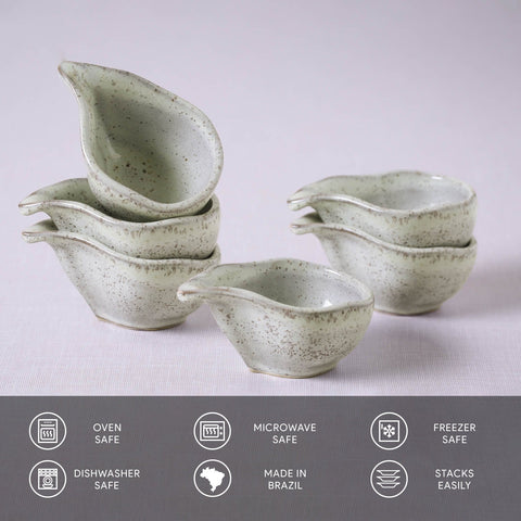 Porto Brasil Everyday Organic Abstract Handmade Glazed Bowl Set - Set of 6