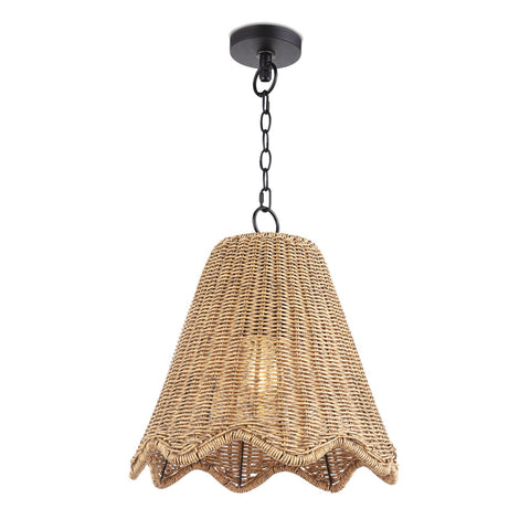 Ambient Summer Coastal Pendant Light with Scallop Trim