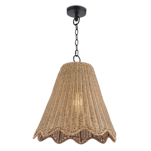 Ambient Summer Coastal Pendant Light with Scallop Trim