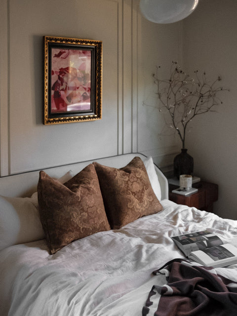 Artful Traditionalist Velvet Bolster with Double Sided Design