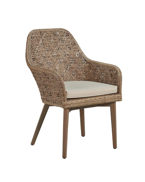 Timeless Minimalist Bohemian Rattan Armchair with Slope Arms