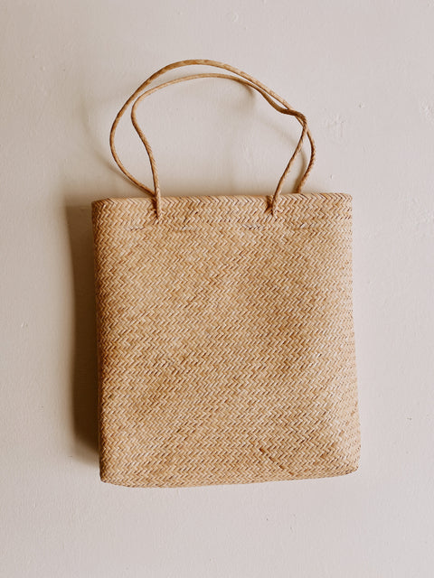 Casual Handmade Braided Rattan Open Top Tote