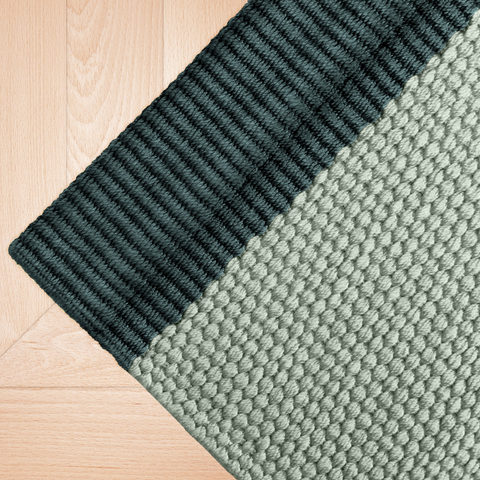 Minimalist Handmade Bamboo Area Rug with Contrast Trim - 8' x 10'