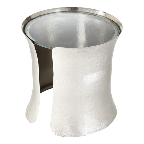 Global Views Cuff Modern Curved Drum Accent Table