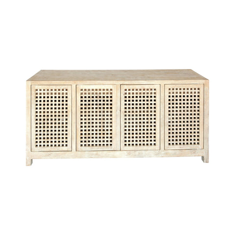 Lattice Washed Contemporary Credenza Cabinet