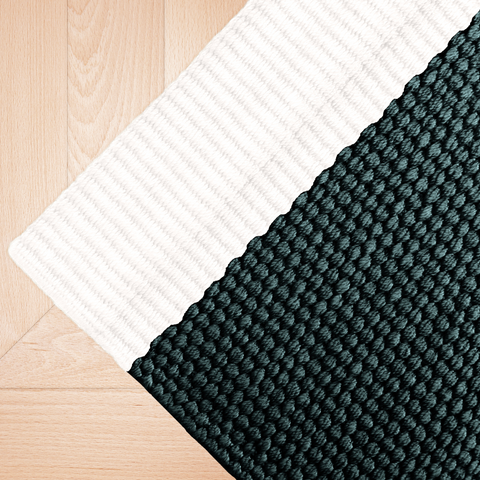 Minimalist Handmade Bamboo Area Rug with Contrast Trim - 8' x 10'