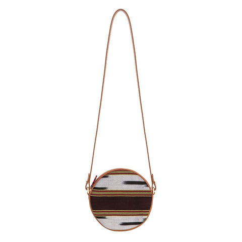 Stripe Handmade Leather Crossbody with Zipper Closure