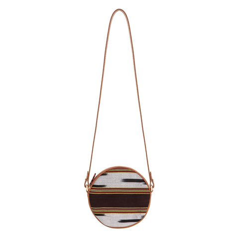 Stripe Leather Canvas Crossbody with Zipper Closure