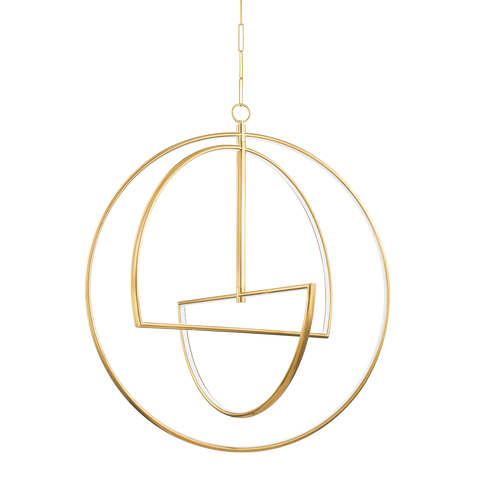 Welland Ambient Modern Chandelier in Aged Brass Ceiling Light