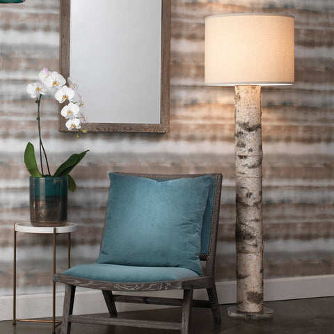 Forrester Column Floor Lamp with Drum Shade in Organic Style