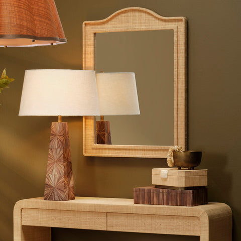 Palm Accent Bohemian Marquetry Table Lamp