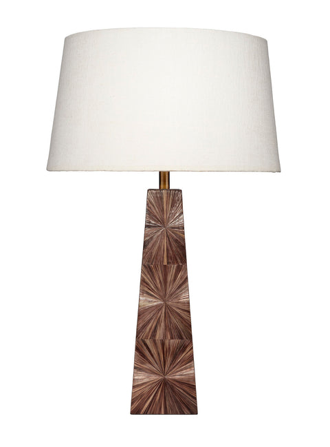 Palm Accent Marquetry Bohemian Drum Table Lamp