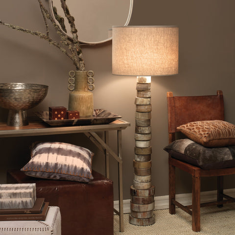 Accent Column Stacked Floor Lamp in Organic Rustic Style