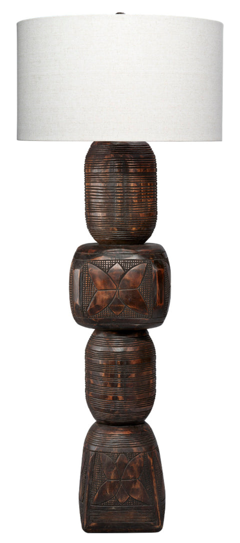 Totem Accent Bohemian Floor Lamp with Carving